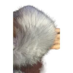 Set of 2 Faux Fur Cuffs in Gray with Black